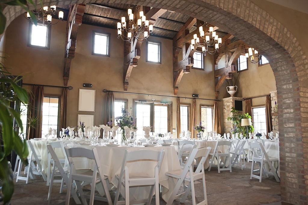 old style wedding hall with tables and chairs