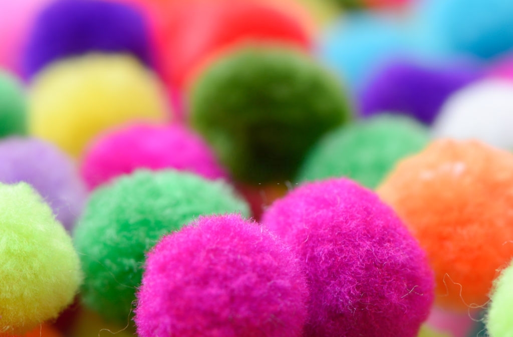 colorful yarn pom pom balls