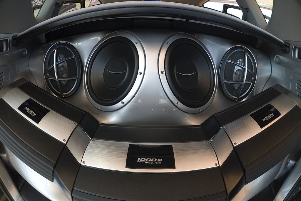 high quality car speakers shot with fisheye lens