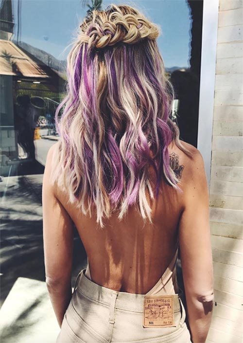 purple hair chalk colored hair