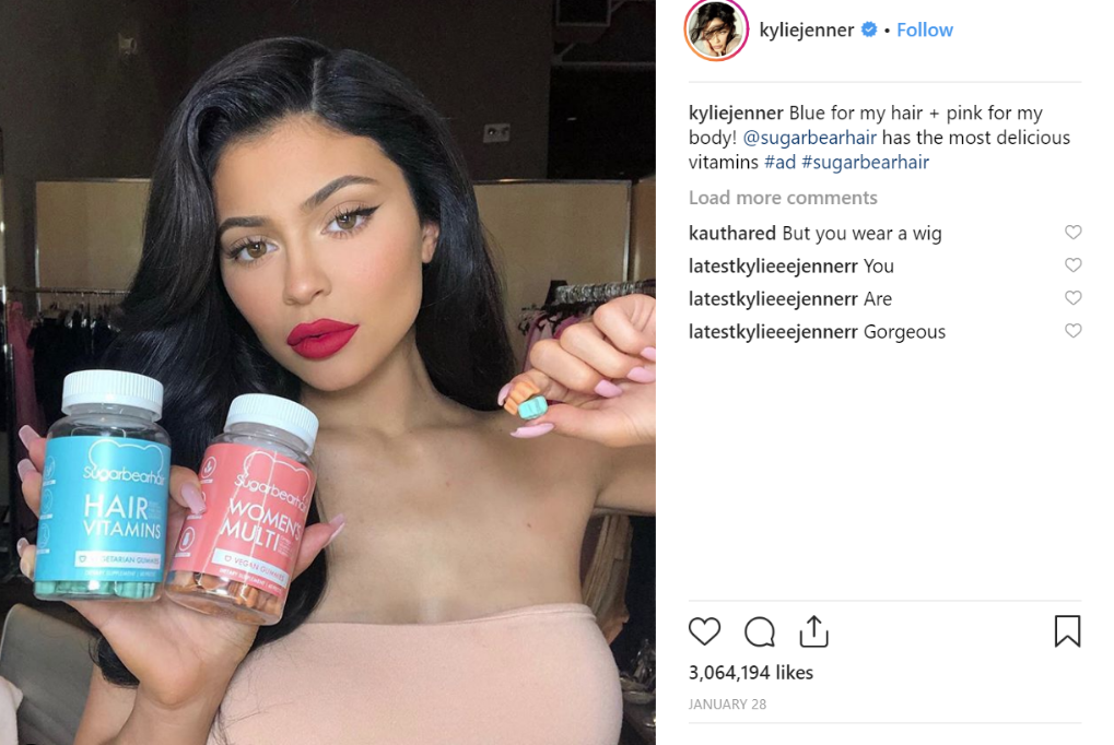 kylie Jenner promoting sugar bear brand