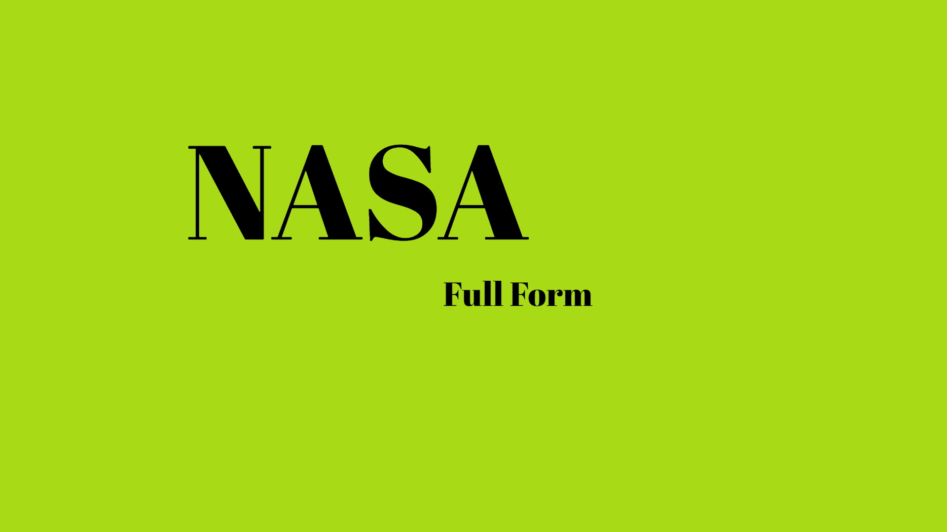 NASA Full Form